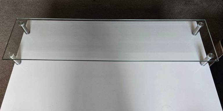 Clear Glass Dual Monitor Stand / Desk Riser – Excellent Condition