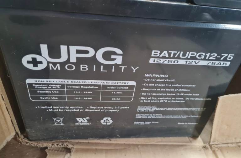 2 x SLK mobility scooter batteries 12v SCRAP
