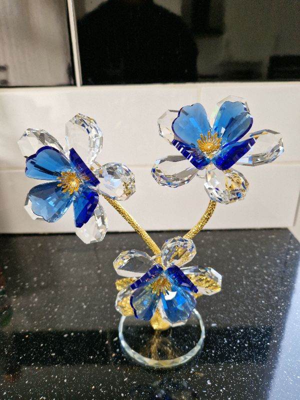 Lovely Crystal and Gold Colour Flower Ornament