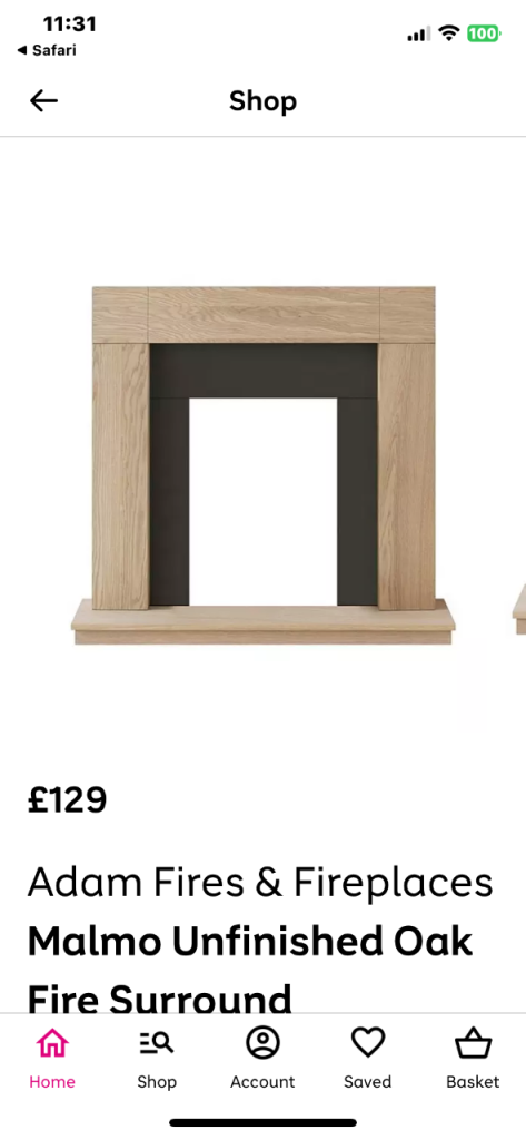 Brand new in box Malmo fireplace surround 