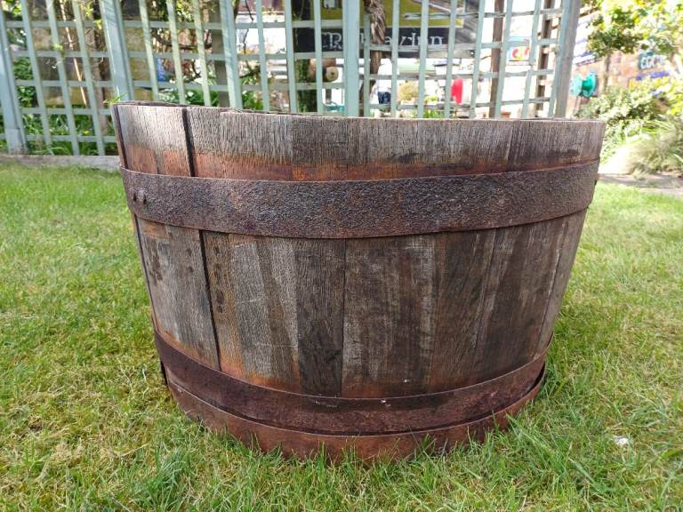  Oak half barrel, ideal for decorative planting for a patio or garden  