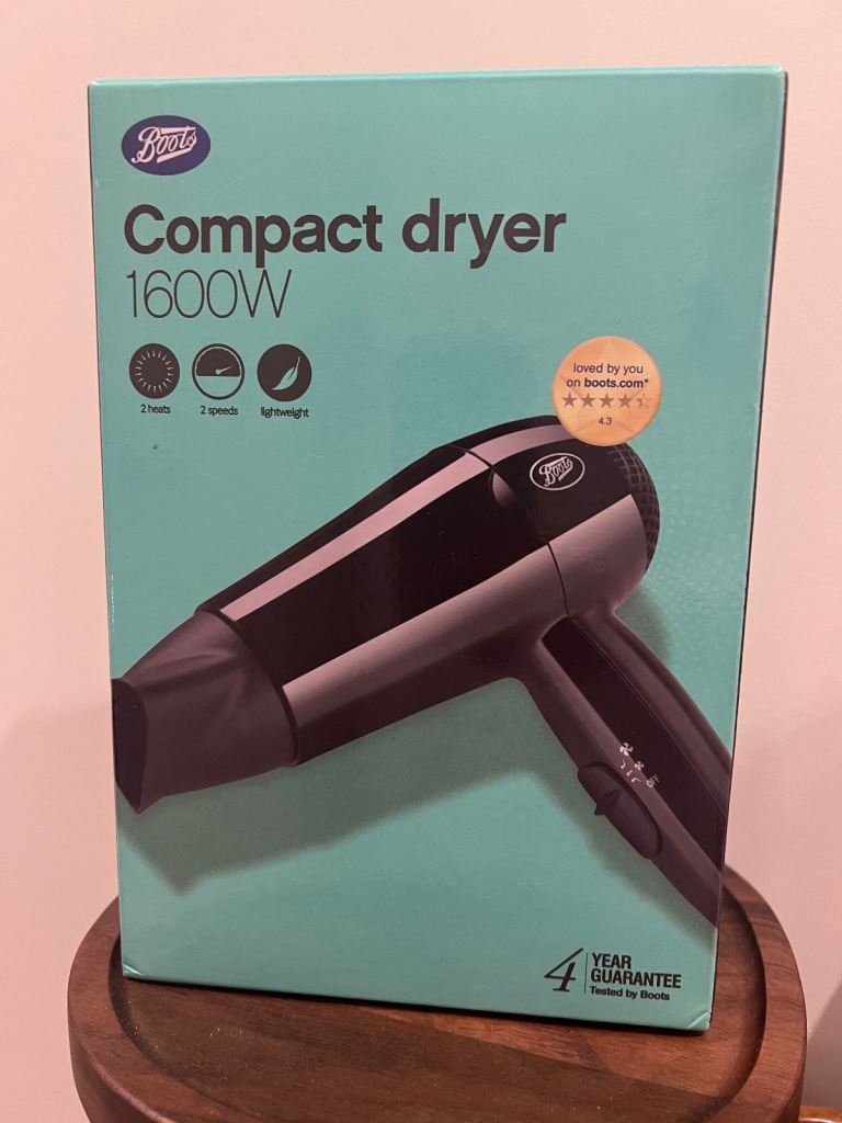 Compact hair dryer with nozzle new in box 