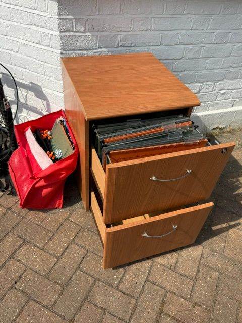 Wooden Filing Cabinet with Two Drawers – Good Condition