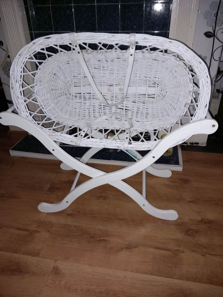 Wicker Basket & Solid Wood Adjustable Stand.
