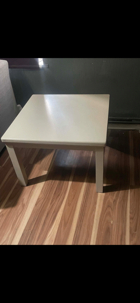 Small Square Coffee Table – White Wood, Good Condition