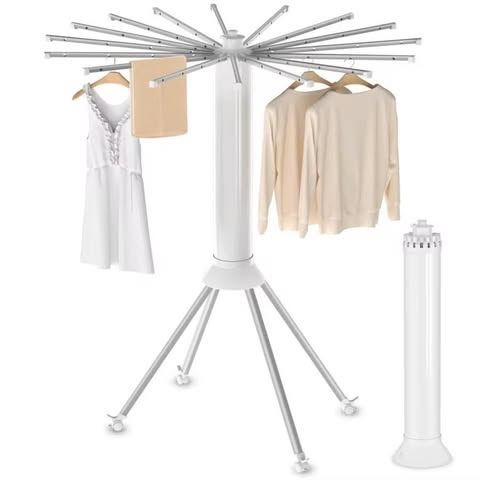 Foldable 360 Rotary Clothes Drying Rack With Wheels