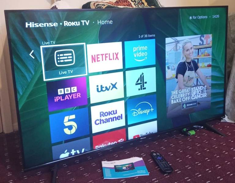Hisense smart 55 inch 4k ultra HD slim lightweight tv with remote 