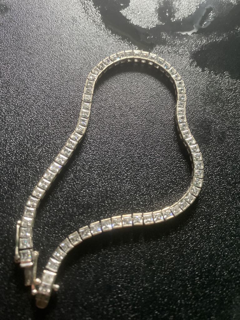 Sparkling Silver-Coloured Tennis Bracelet – Good Condition