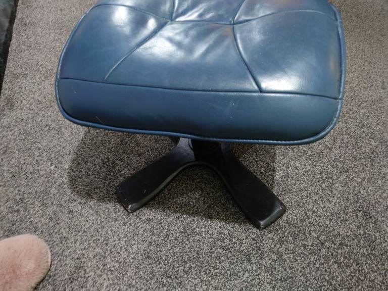 image for Blue leather foot stool 