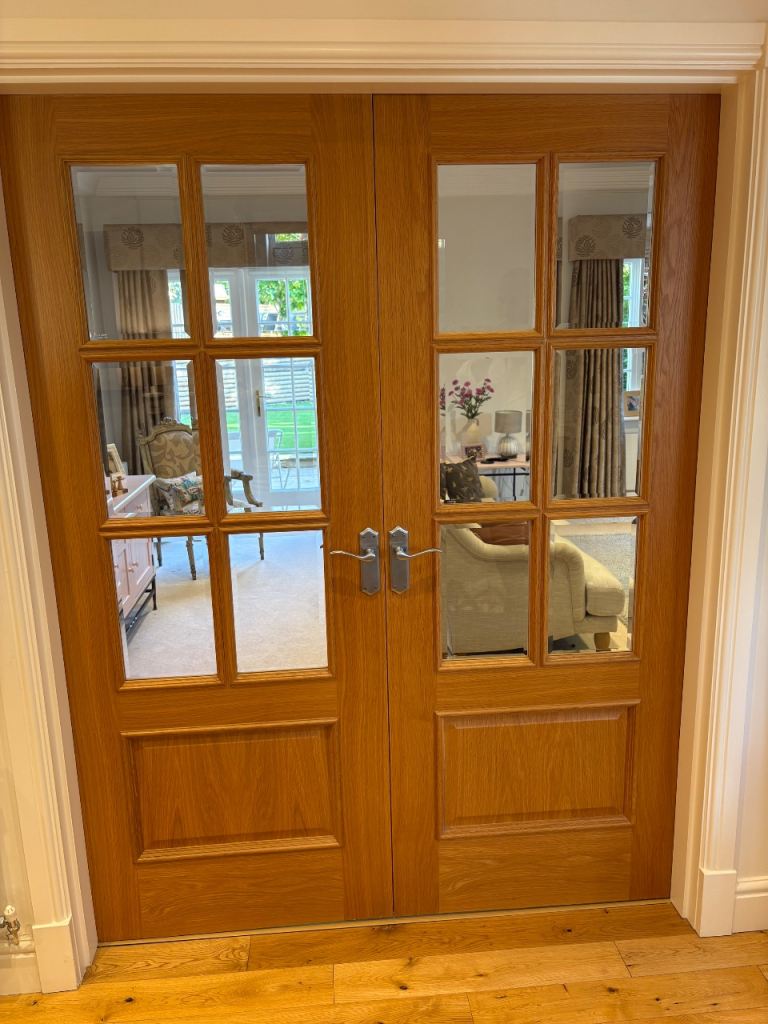 Oak Double Doors with Handles - excellent Condition