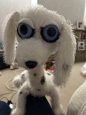 Cute White Spotted Dog Toy – Good Condition