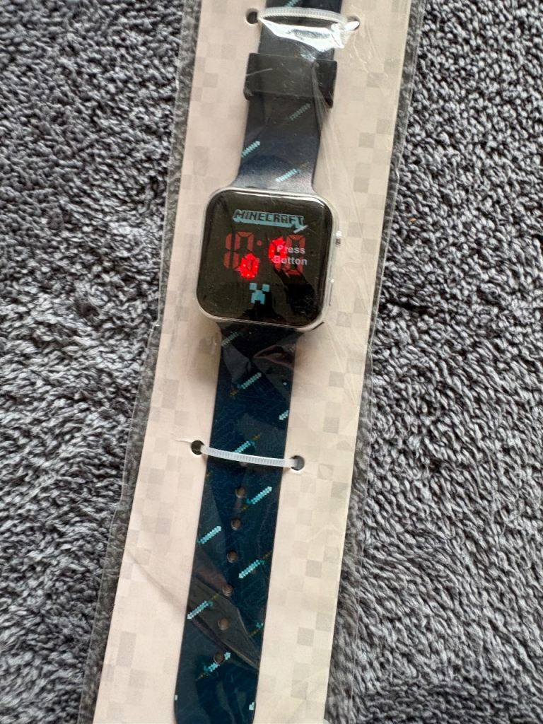 New Minecraft LED Watch – Black Strap, Digital  Display By Mojang