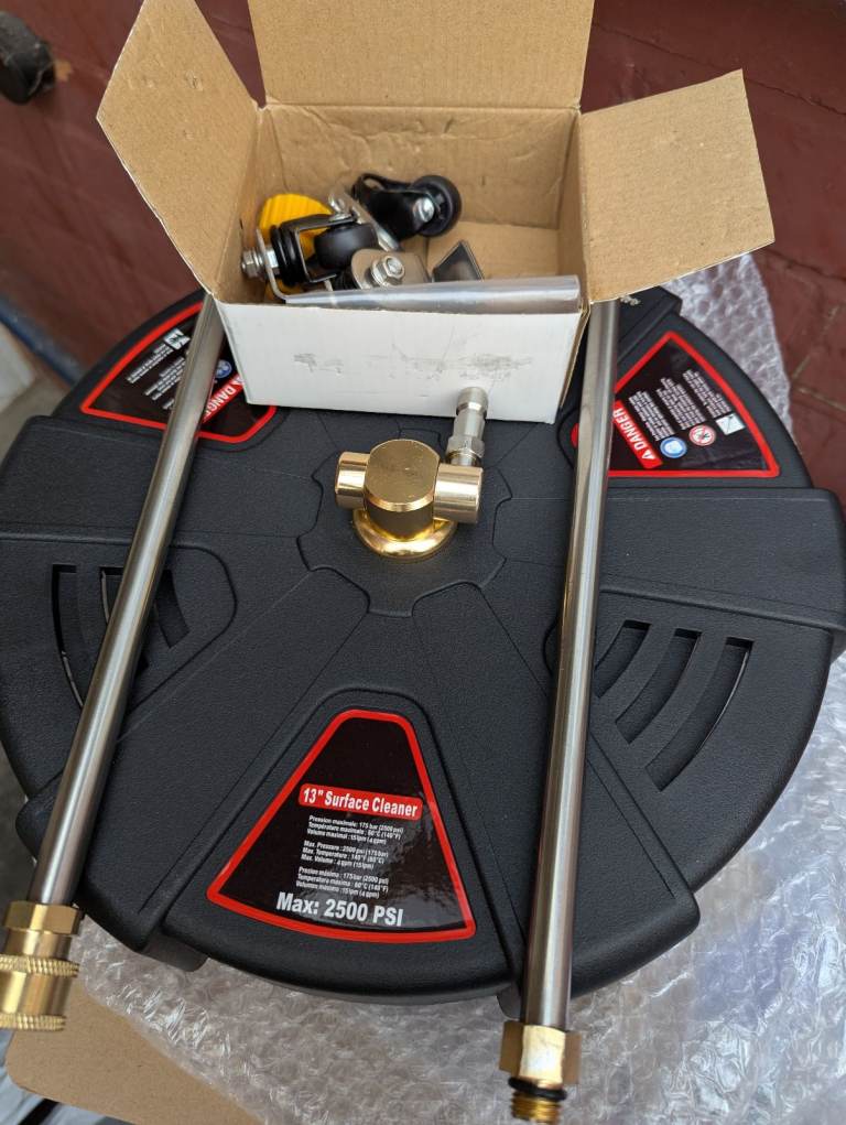 Driveway Power Washer, Rotary Surface Cleaner Attachment with Wheels