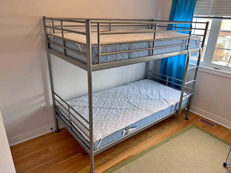 image for ]] Clearance Sale - Metal Single Bunk Bed Frame - Optional Mattress - Low Price ]]