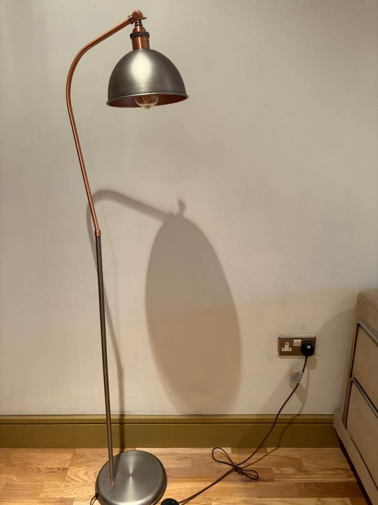 John Lewis Baldwin Industrial Floor Lamp (Pewter/Copper) - Excellent Condition – London (Southwark)
