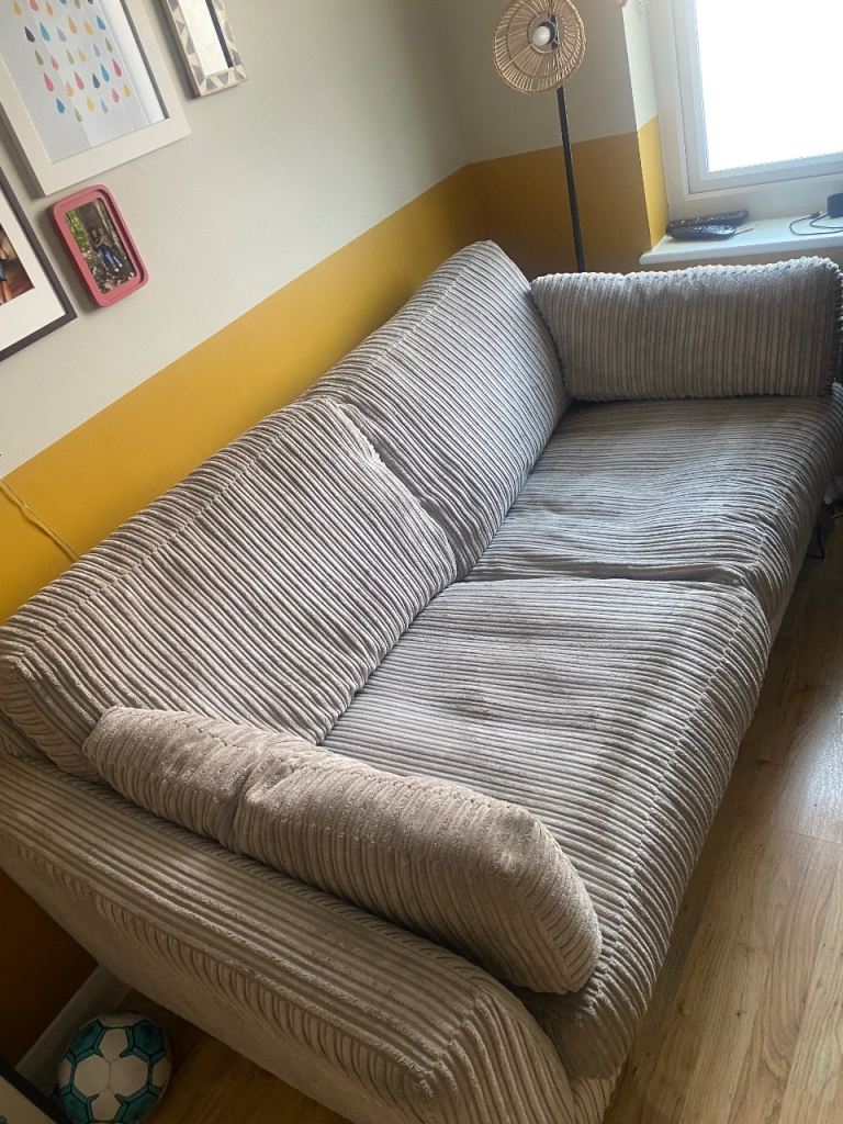 Urgent collection - Comfy Grey Corduroy Corner Sofa – Good Condition