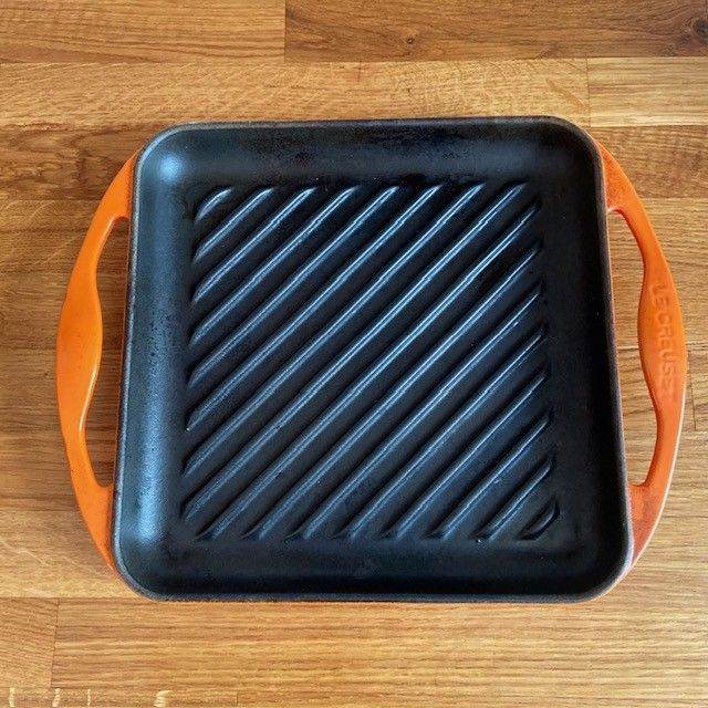 Le Creuset Cast Iron Volcanic Orange Griddle Pan - Good Used Condition