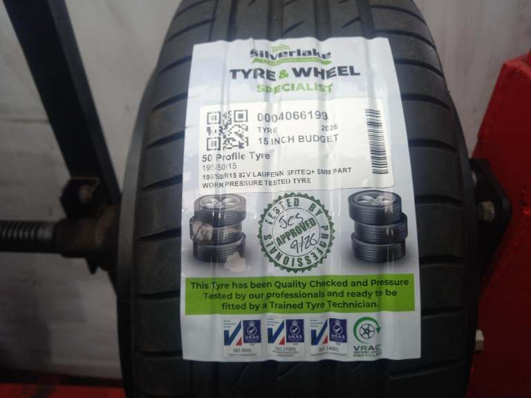 195/50/R15 82v Laufenn Sfiteq+ 5mm Part Worn Pressure Tested Tyre