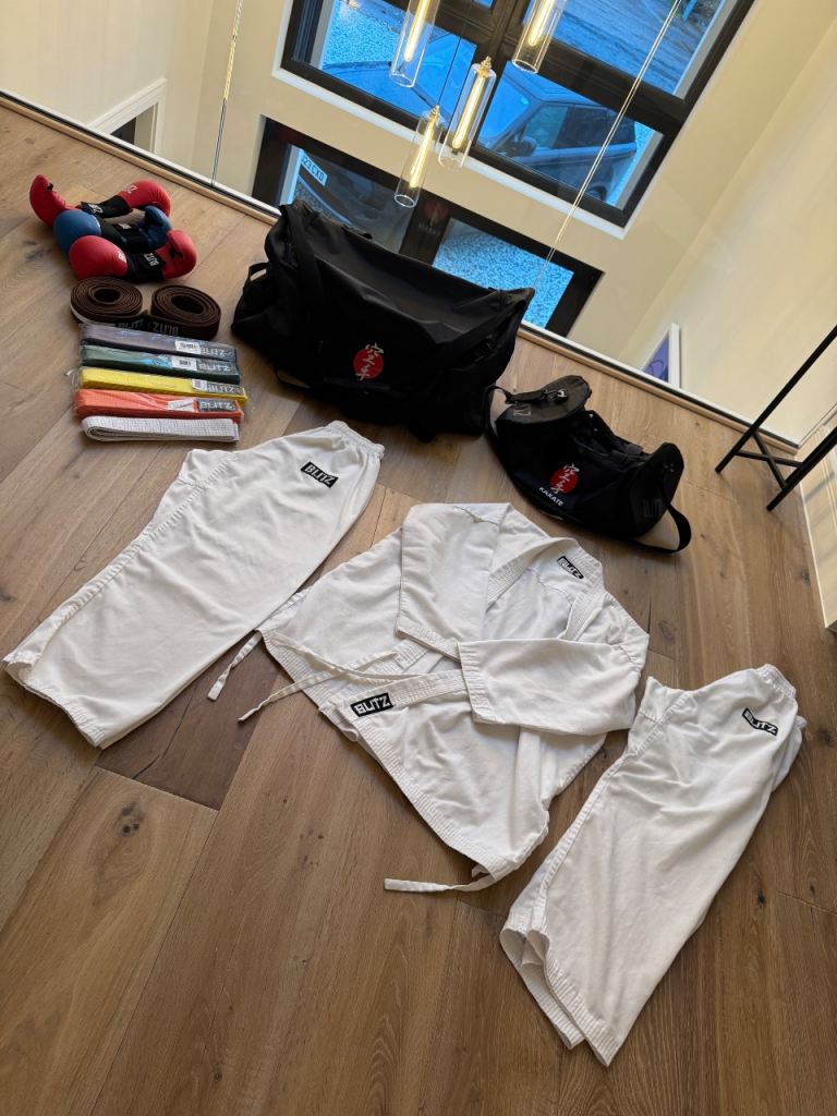 Blitz Karate kit bundle - pads, bags, belts & Gi 