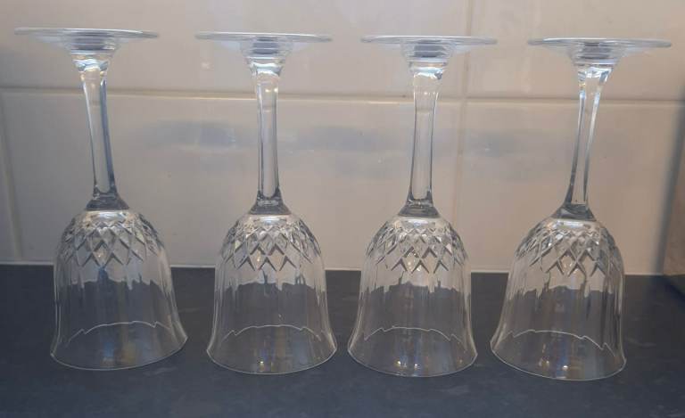 4 x Vintage Crystal D'Arques-Durand Longchamp 24% lead crystal goblets