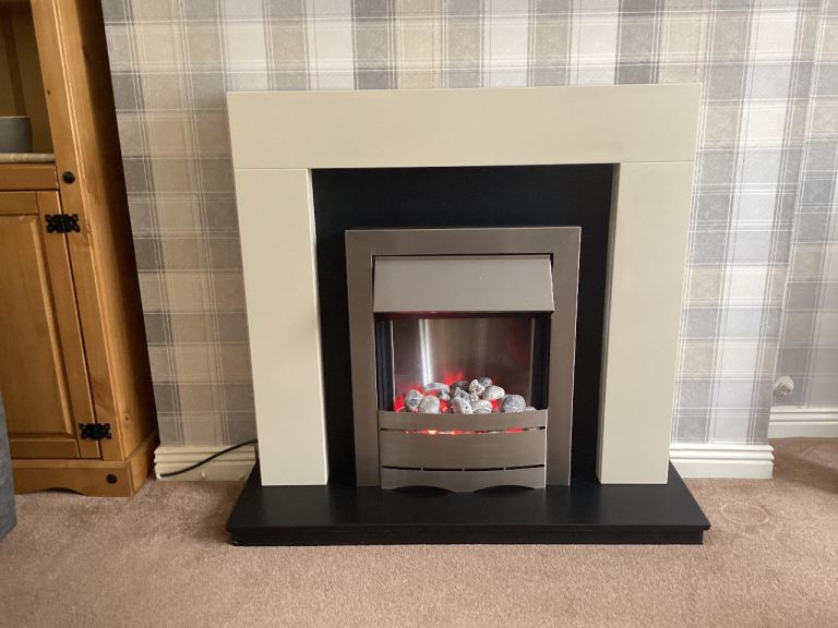 Adam Cream Electric Fireplace with Surround – Good Condition