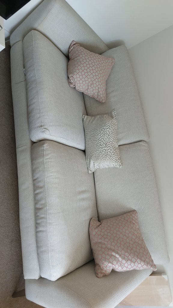 Comfortable Cream Fabric Sofa – Good Condition