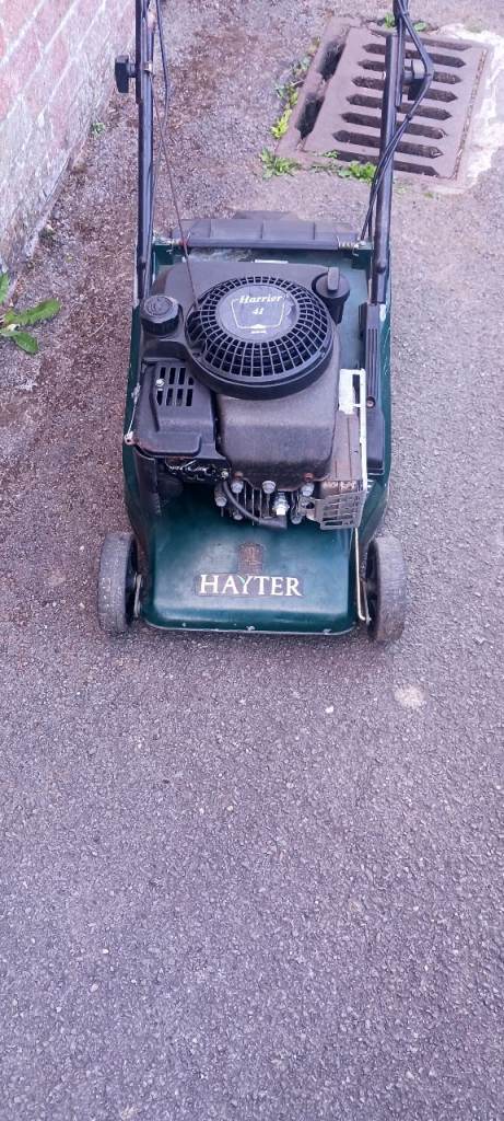 Hayter Harrier 41 petrol mower, fully working.  Sold as seen £50  spares and repairs