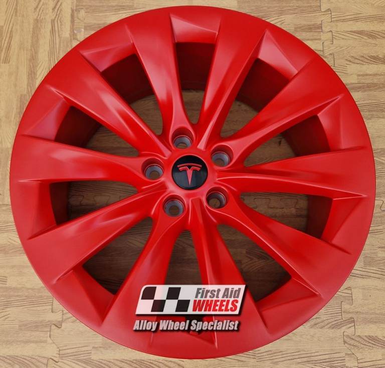 R510RS Swap TESLA MODEL X 4x 20'' GENUINE SLIPSTREAM SATIN RED ALLOY WHEELS