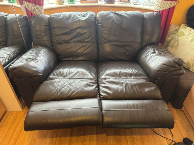 two seater recliner leather sofa