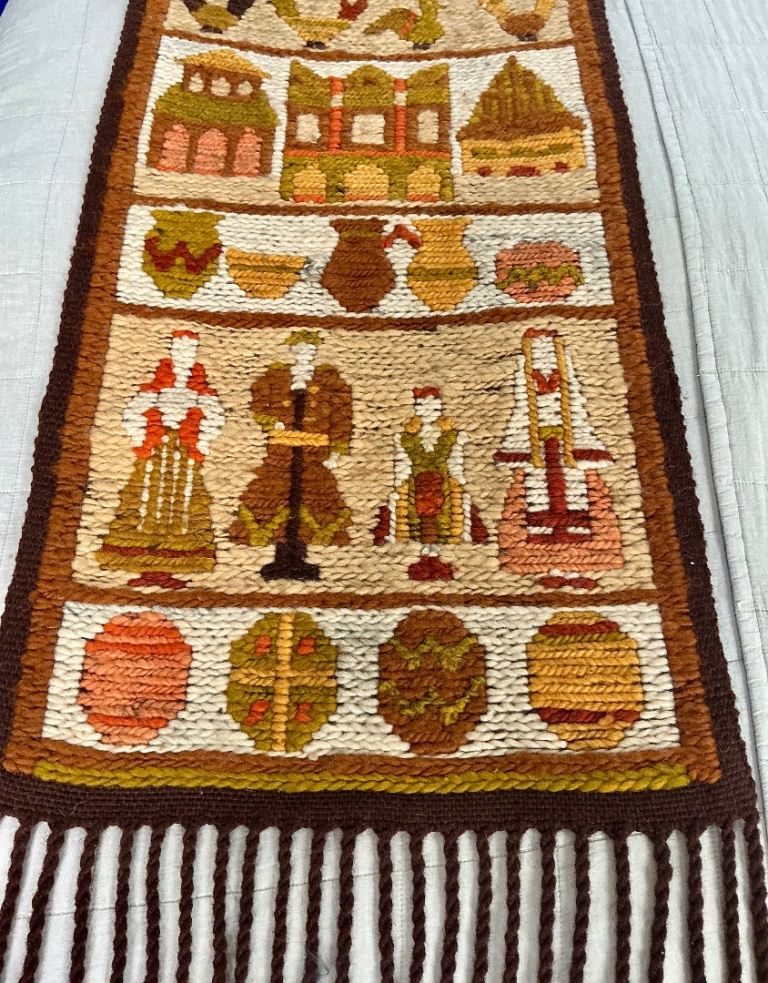 Mid-Century Vintage Polish Handmade Wall Hanging Tapestry