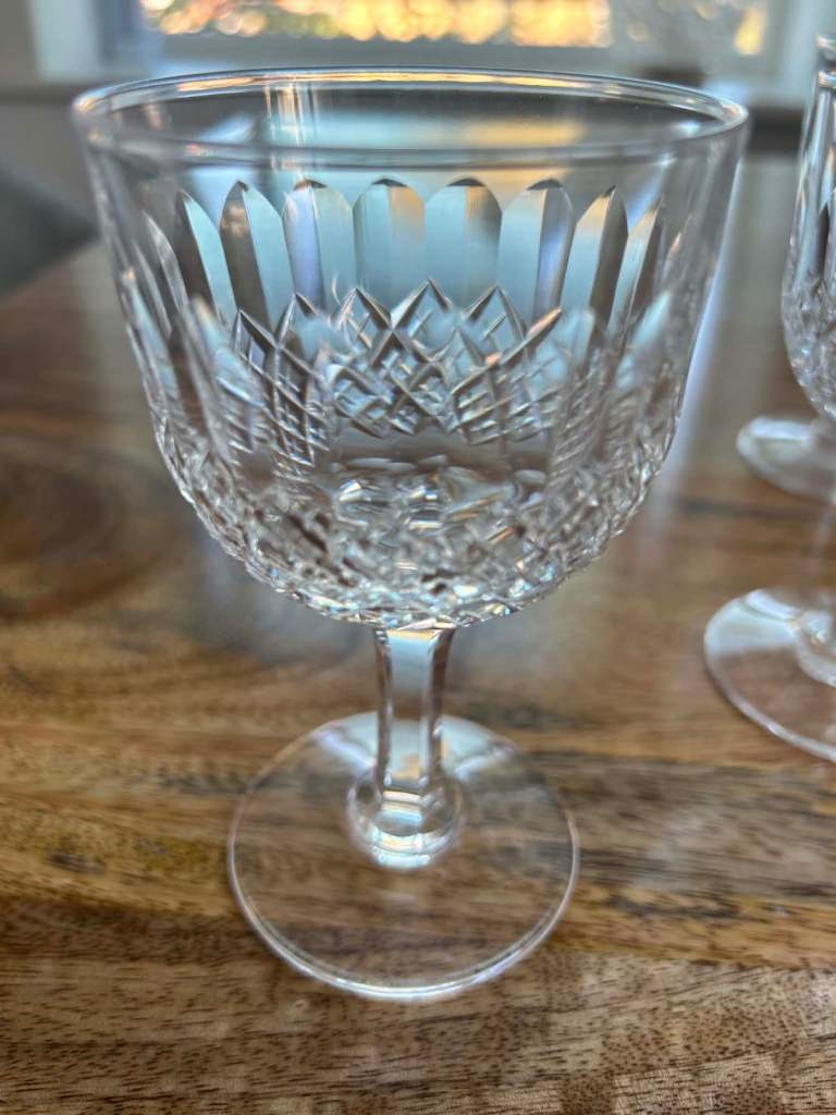Dinner set of Thomas Webb hand cut crystal wine glasses