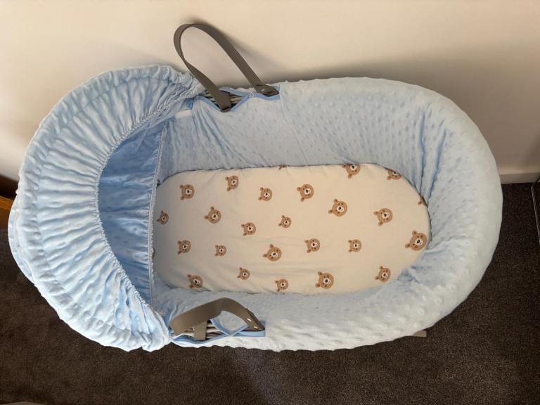 Baby Blue Moses Basket 