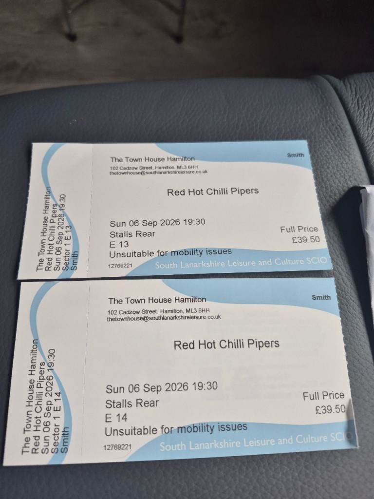 Red Hot Chilli Pipers Tickets - Hamilton Town House, 6th Sep 2026