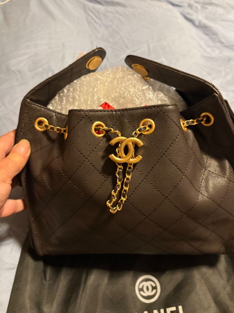 image for Brown caviar leather shoulder bag