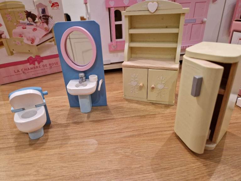 Dolls House with family, car and LOADS of furniture