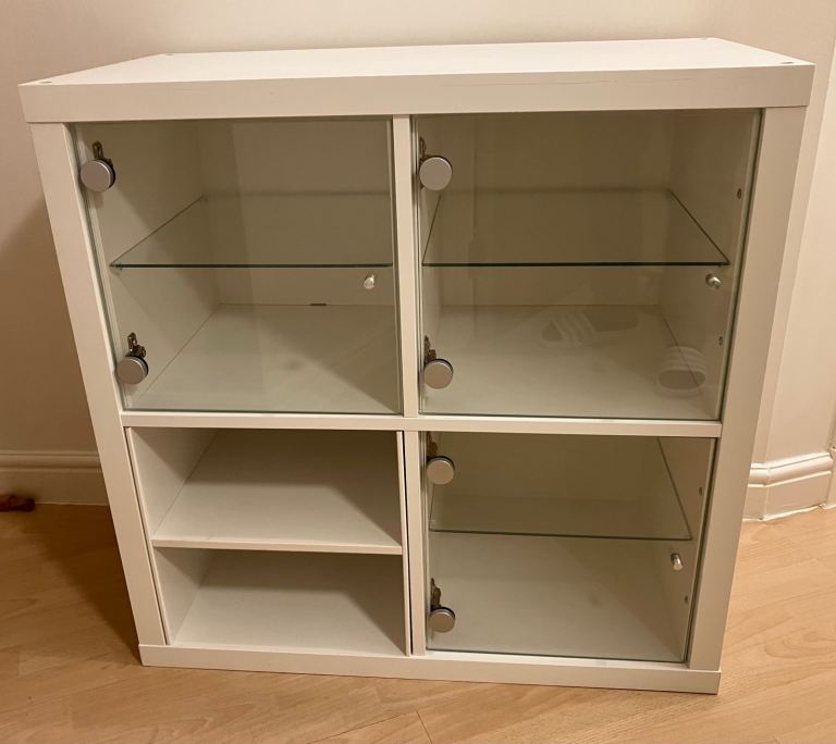 White Ikea Kallax storage 4 hole cube with inserts