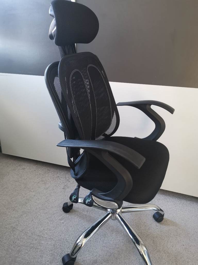 Ergonomic, waist protection,staff meeting,training, lifting office chair + Mesh back support, black