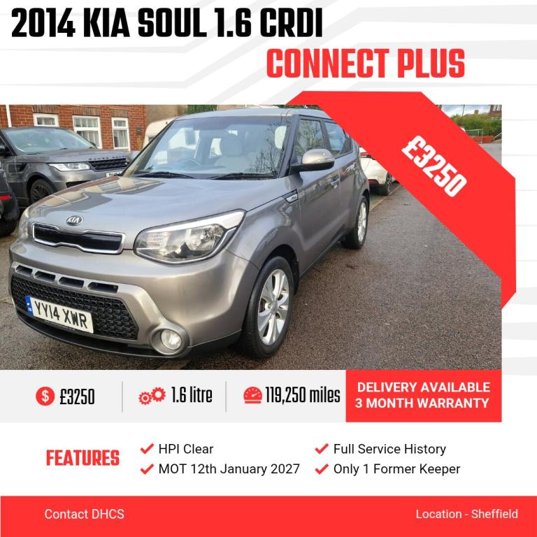 2014 Kia Soul 1.6 CRDi Connect Plus 5dr HATCHBACK Diesel Manual