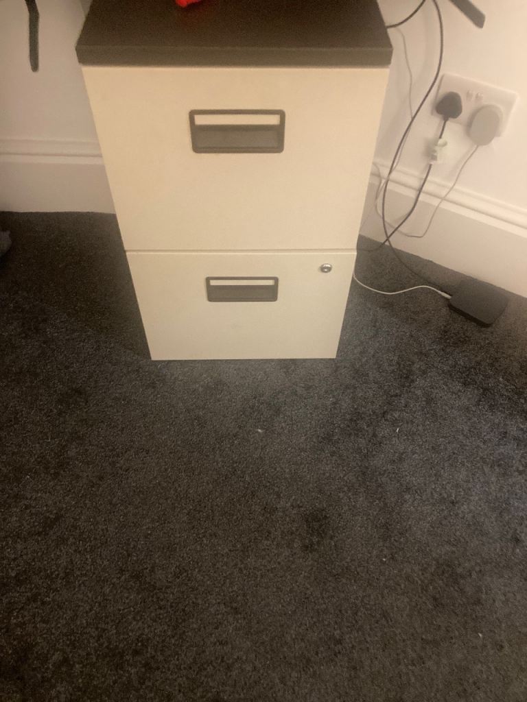 2-Drawer Metal Filing Cabinet – Beige, Good Condition