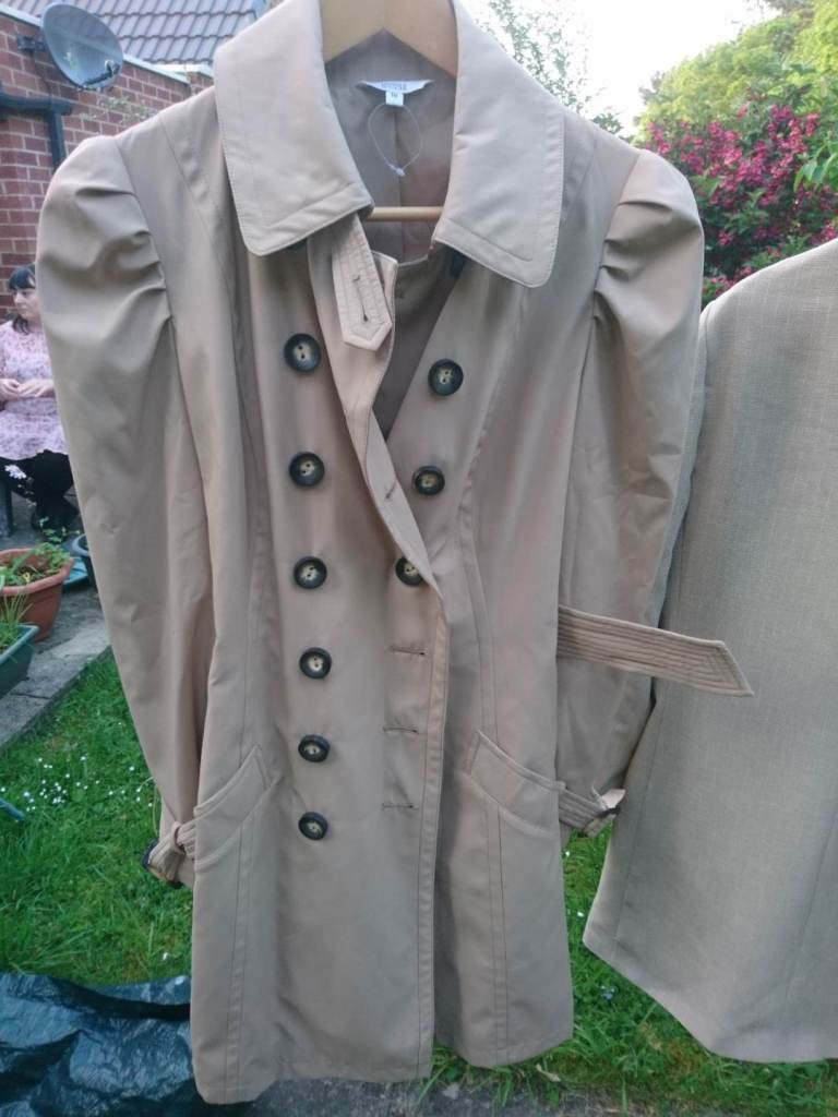 Beige tan trench coat