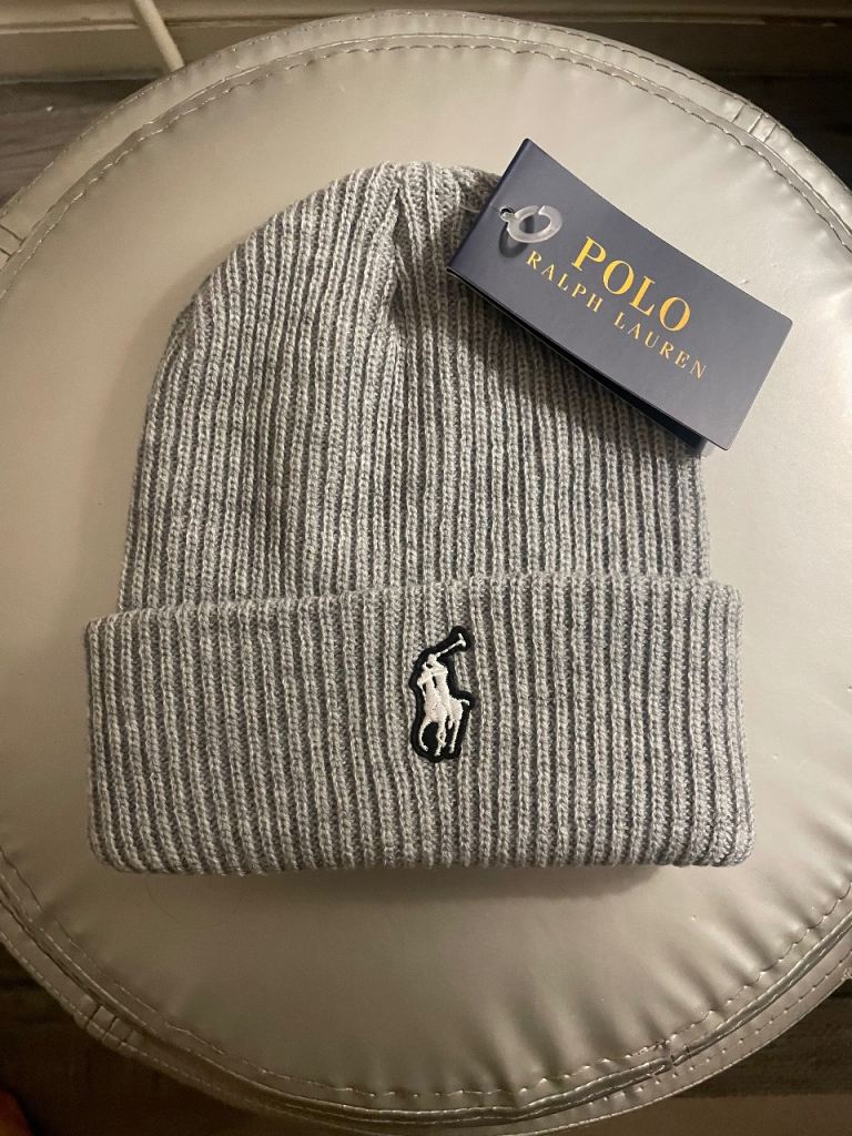 Grey and white Polo Ralph Lauren Beanie, Brand new with tags 