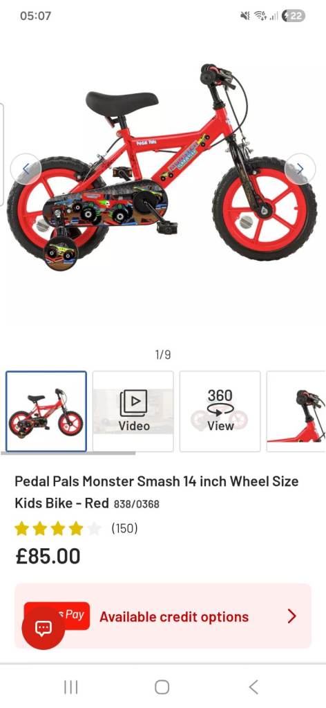 Pedal Pals Monster Smash 14 inch Kids Bike – Red