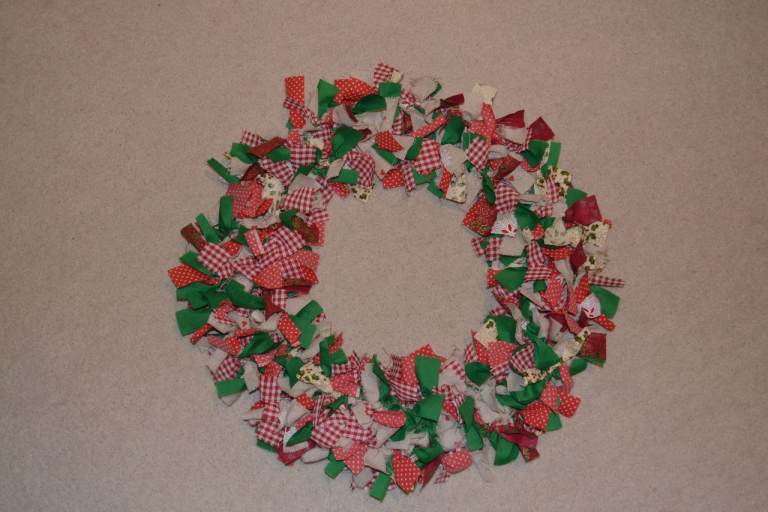 Christmas Handmade Fabric Rag Ring / Wreath