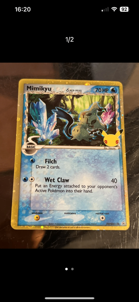 Mimikyu Pokémon Celebrations Card - 70 HP, MINT Condition