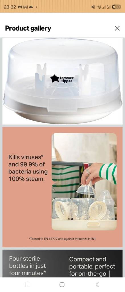 Baby feeding bottle sterlizer