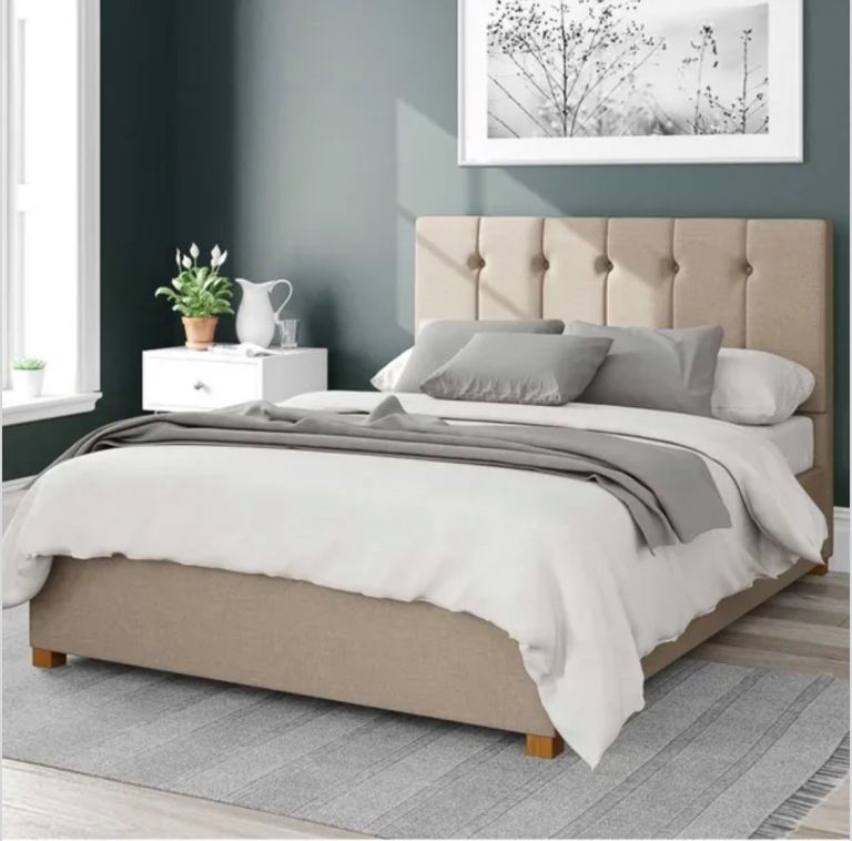 Hepburn Eire Linen Ottoman Bed Frame DOUBLE