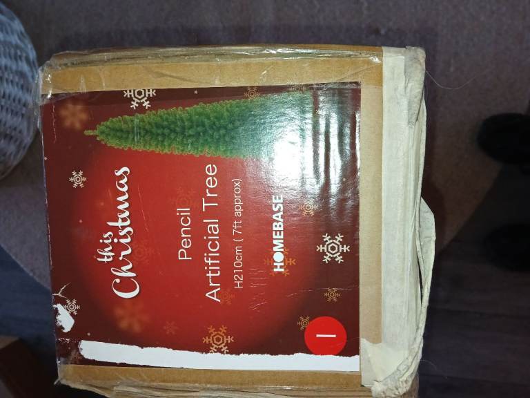 Homebase 7ft Pencil Artificial Christmas Tree, H210cm
