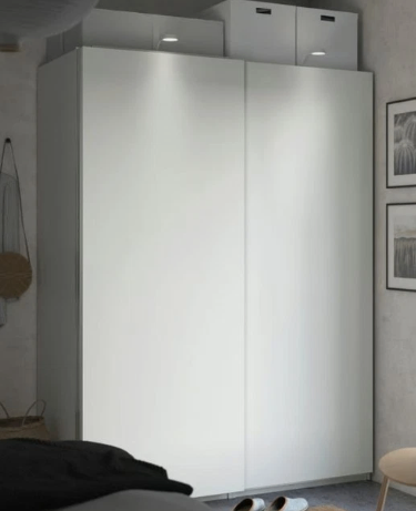 IKEA PAX White Sliding Door Wardrobe, 1 shelf, 5 Drawers (3 wire), 3 hanging rails FREE DELIVERY 085