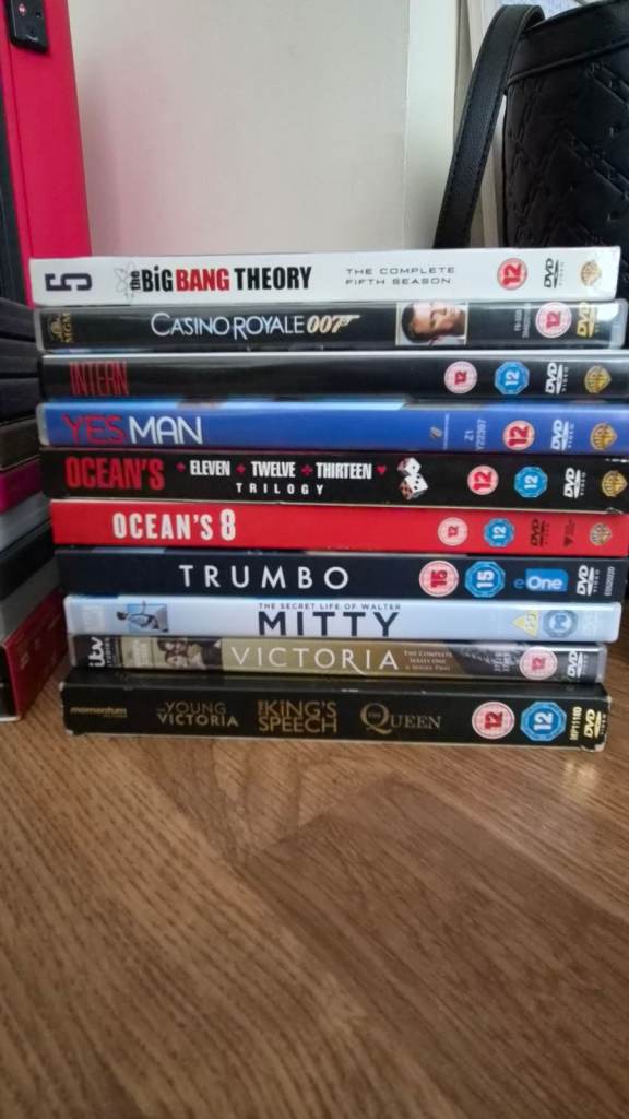 Bundle of DVDs - Big Bang Theory, James Bond, Ocean's, Trumbo, Mitty, Victoria