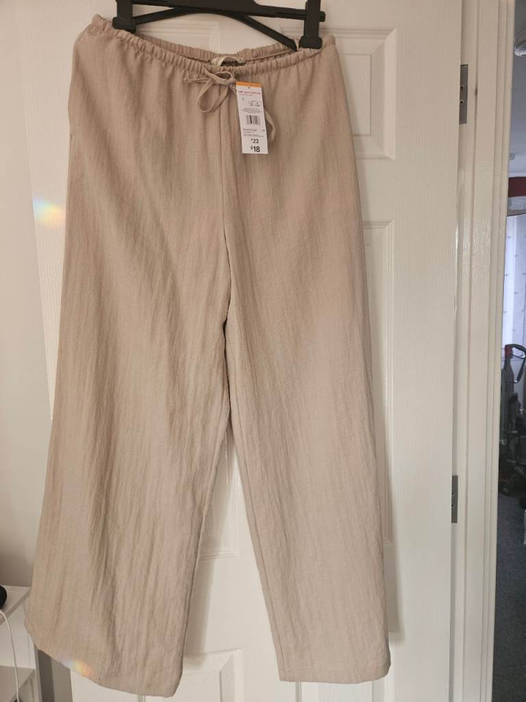 New Women's Beige Cotton Trousers with Tags